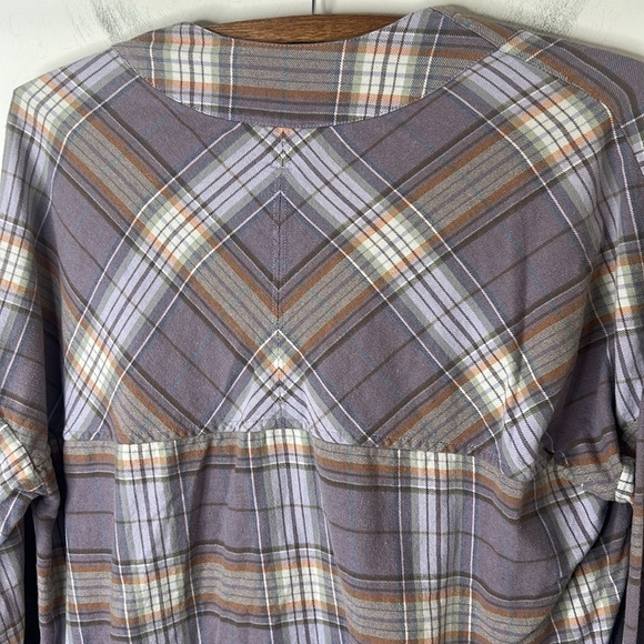 WE THE FREE Lilac Oversized Plaid Tie Front Button Down Flannel Size Small - Picture 11 of 16